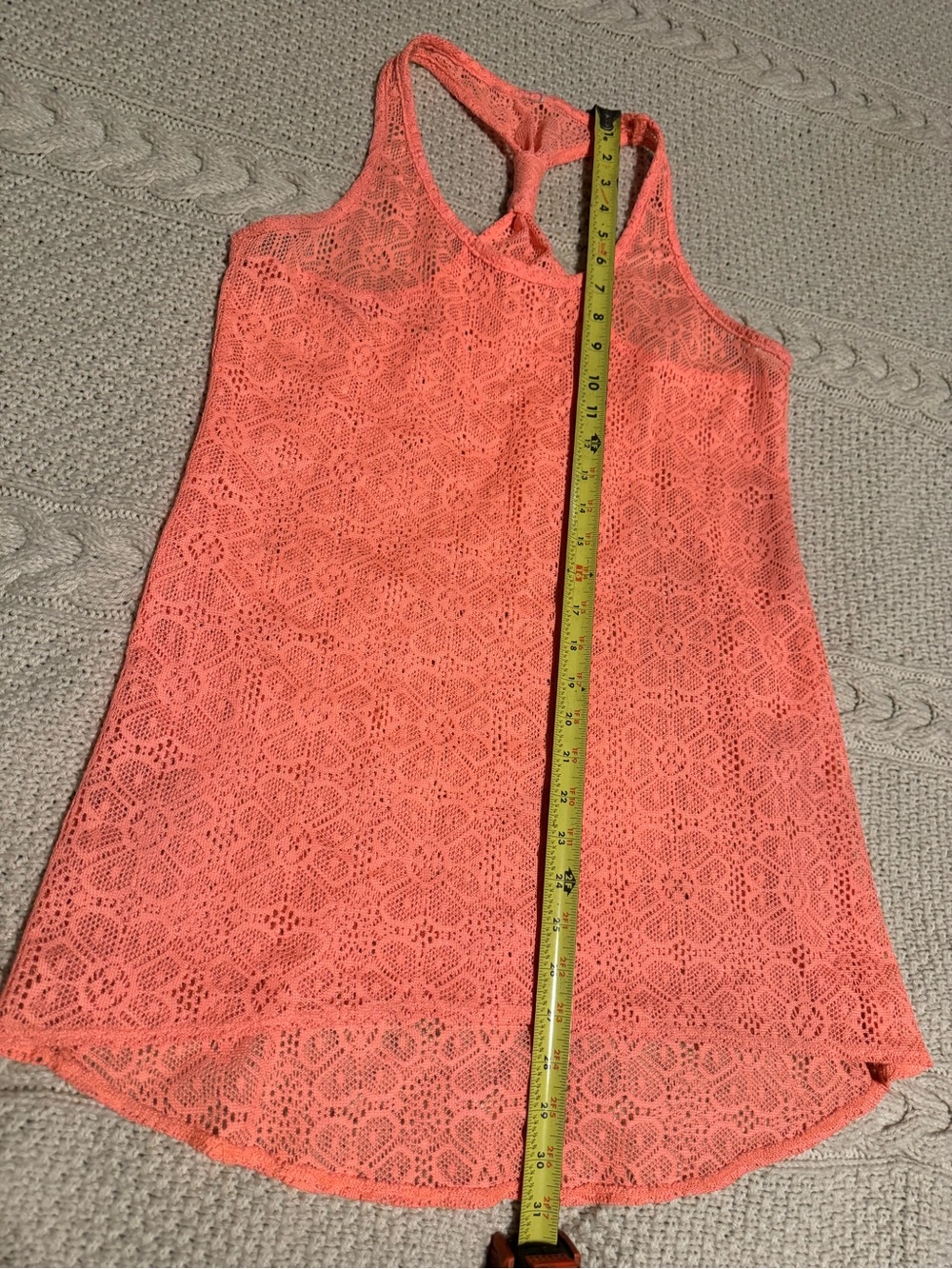 Crochet Racerback Tank Top in Coral